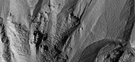 Close-up of gullies in a crater from previous image. Image taken by HiRISE under HiWish program. Location is Mare Acidalium quadrangle.