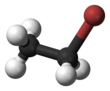 Ball and stick model of bromoethane