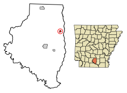 Location of Tinsman in Calhoun County, Arkansas.