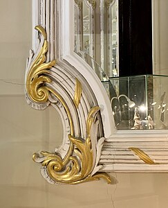 Rococo Revival volutes on a wall in the George Severeanu Museum, Bucharest, unknown architect, c.1900