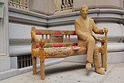 Yarn bombing of the Jan Karski bench in New York City