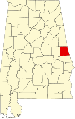 Map of Alabama highlighting Chambers County