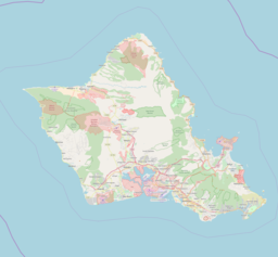 A map of Oahu with Kaʻelepulu Pond marked