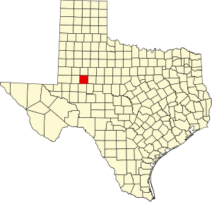 Map of Texas highlighting Howard County