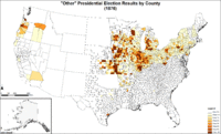 Map of "other" presidential election results by county