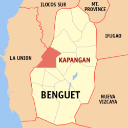 Map of Benguet with Kapangan highlighted