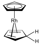 [(η5-C5H5)Rh(η4-C5H6)], the "protonated" rhodocene that forms in aqueous solution (*)