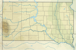 Location of Lake Oliver in South Dakota, USA.