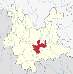 Location of Yuxi in Yunnan