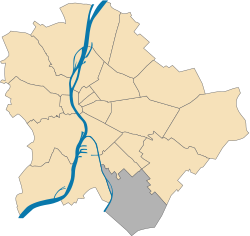 Location of District XXIII in Budapest (shown in grey)