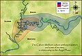 A map showing the en:Caborn-Welborn culture and some of it's major sites in relationship to the en:Angel phase chiefdom.