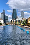 The housing estate and moorings at Clippers Quay, Isle of Dogs