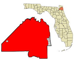 杰克逊维尔在杜瓦尔县和佛罗里达州的位置
