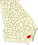 标示出布兰特利县位置的地图
