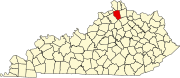 Map of Kentucky highlighting Grant County
