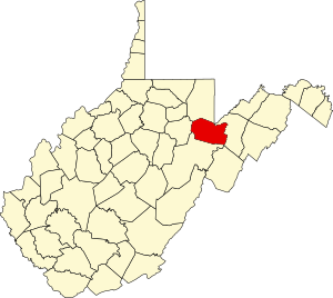 Map of West Virginia highlighting Tucker County