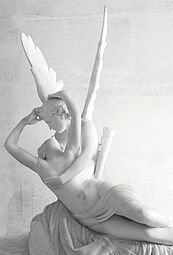 Psyche Revived by Cupid's Kiss; by Antonio Canova; c. 1787–1793; marble; height: 1.55 m, width: 1.69 m, depth: 1.01 m; Louvre