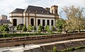 Thionville, church (l'église paroissiale Saint-Maximin) from the bridge across the Moselle