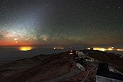This remarkable photo shows the ESO La Silla observatory in the foreground with the planets Venus and Jupiter low in the sky and the Milky Way drifting behind them.[52]