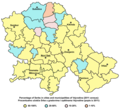 Percentage of Serbs in municipalities of Vojvodina according to the 2011 census