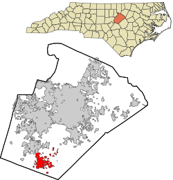 Location in Wake County and the state of North Carolina.