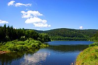 Vistula in southern Poland with the Silesian Beskids