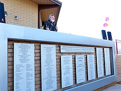 David Young, Campus Director, presenting the Dedication Wall in 2012