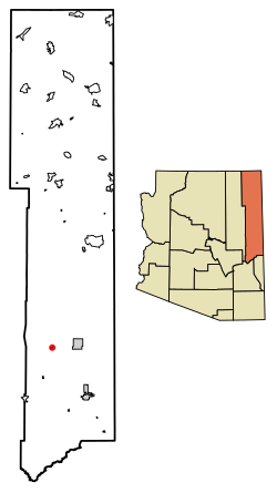 Location of Concho in Apache County, Arizona.