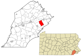 Location of East Goshen Township in Chester County, Pennsylvania (top) and of Chester County in Pennsylvania (below)