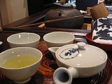 Traditional brewed tea set (gyokuro tea), Kaboku tea house in Ippodo, Kyoto