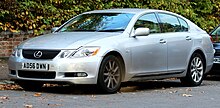 Front-three quarters view of a silver sedan