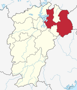 Location of Shangrao City jurisdiction in Jiangxi
