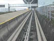 London Stansted Airport people mover with central rail power feed