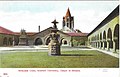 Stanford University Memorial Court with Chapel in distance, Stanford University, Santa Clara County