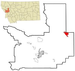 Location in Missoula County and the state of Montana