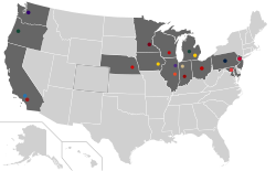 Location of teams in Big Ten Conference