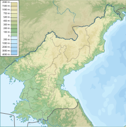 Location of the artificial lake in North Korea.