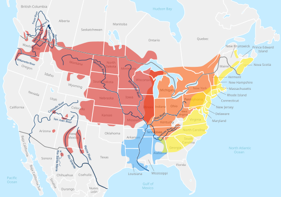 Painted turtle distribution map