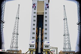 Simorgh launcher with the Payam satellite at Main Launch Platform, 2019