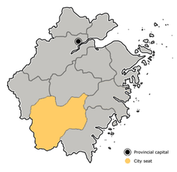 丽水市在浙江省的地理位置