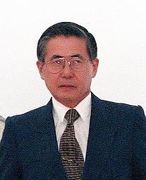 Alberto Fujimori, President of Peru from 1990-2000, convicted of crimes, imprisoned, pardoned, then imprisoned again for human rights abuses, money laundering, corruption, bribery, etc.