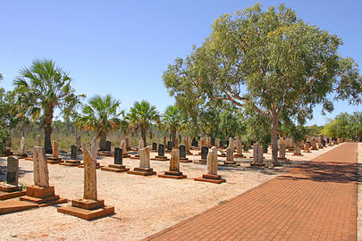 Headstones in the Japanese Cementery of Broome, Western Australia
