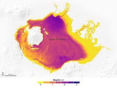 Map of the shape and depth (bathymetry) of the Coipasa lake, 2020