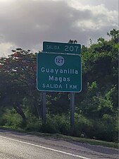 PR-2 west approaching exit 207 to PR-127 in Magas, Guayanilla