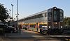 A California Car coach/cab car leads the San Joaquin in Fresno in 2012