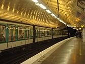 MF 2000 rolling stock on Line 2 at Ménilmontant
