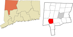 Warren's location within the Northwest Hills Planning Region and the state of Connecticut