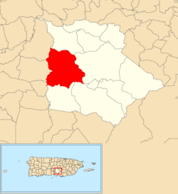 Location of Santa Catalina within the municipality of Coamo shown in red