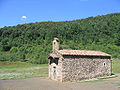 The hermitage of Santa Margarida in the crater of the volcano.