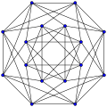 The Shrikhande graph drawn symmetrically.